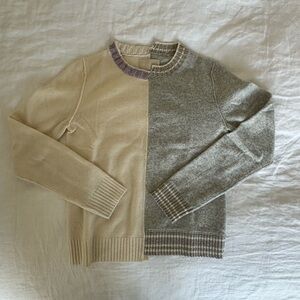Zadig & Voltaire Wool and Cashmere Two-Tone Edgy Metallic Sweater, Size Small